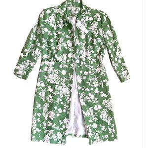 NWT Ann Taylor Loft Green & White Floral Coatdress Jacket